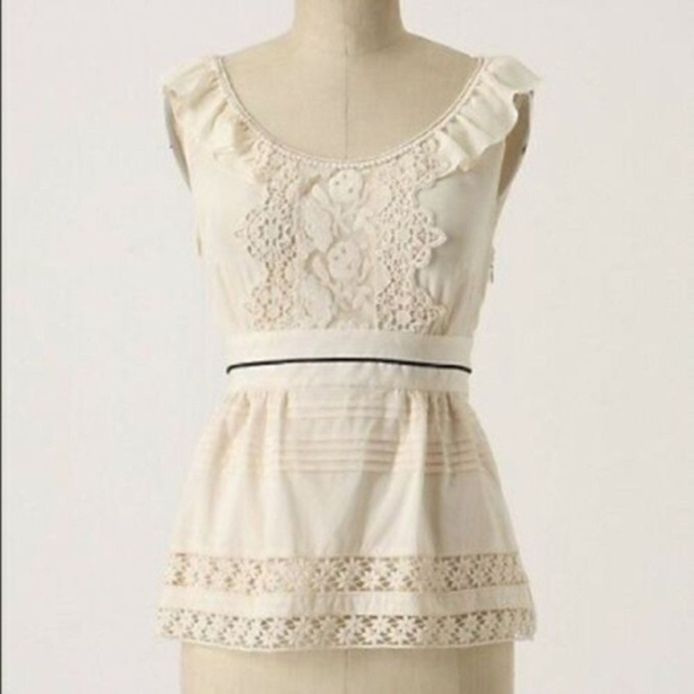 Floreat Anthropologie Ivory Blouse Sz 8